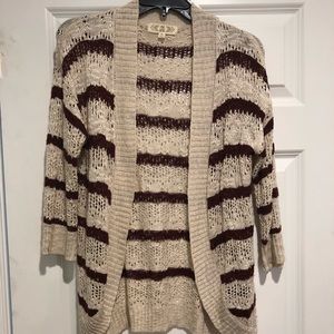 Cream/Cranberry Cardigan
